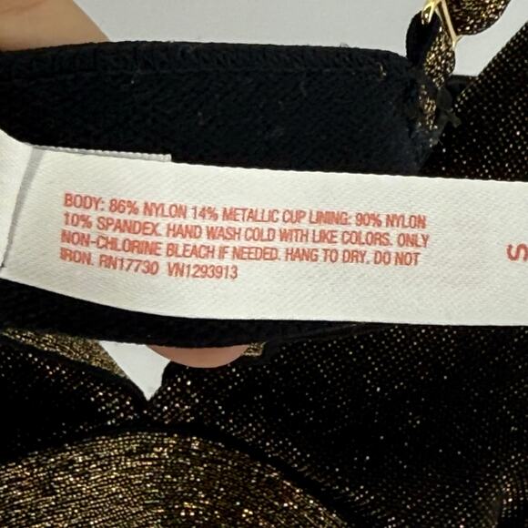 Colsie Gold Lurex Bralette Small Shimmery Sparkle Festival Crop Top Party Top - Picture 4 of 5